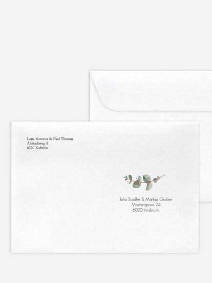 Bedruckter Briefumschlag Hochzeit Green Minimal