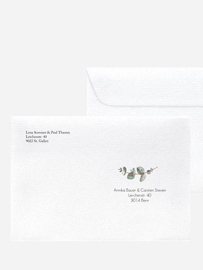 Bedruckter Briefumschlag Hochzeit Green Minimal