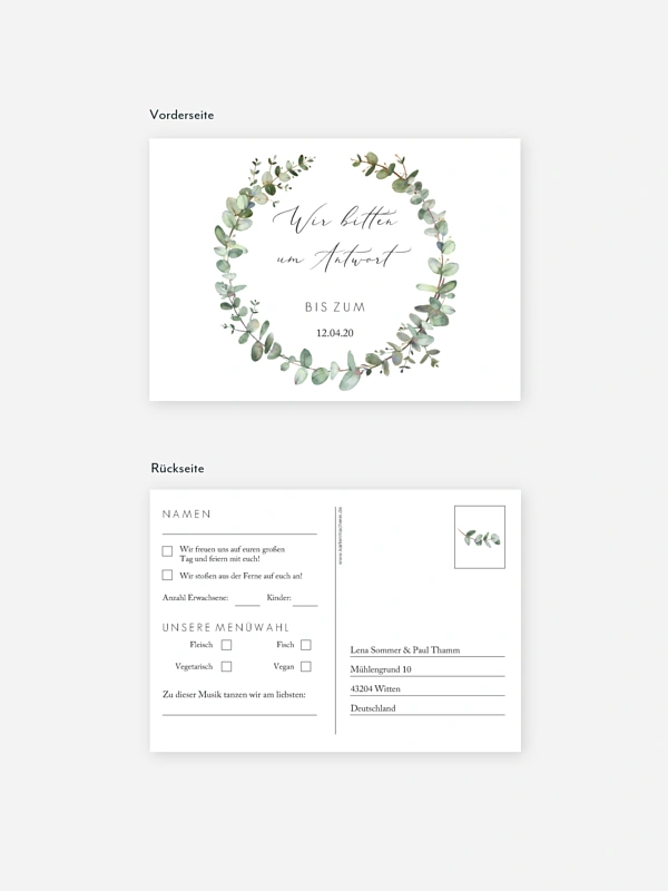 Antwortkarte Hochzeit Green Minimal