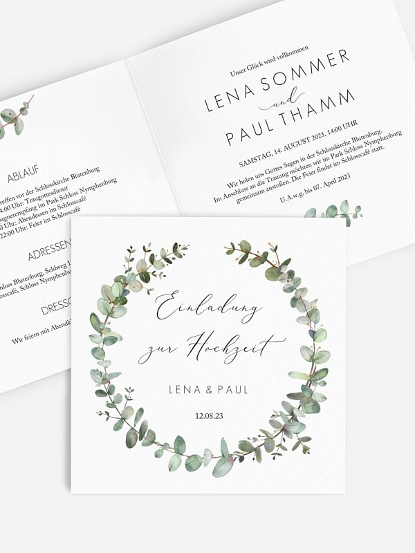 Hochzeitseinladung Green Minimal