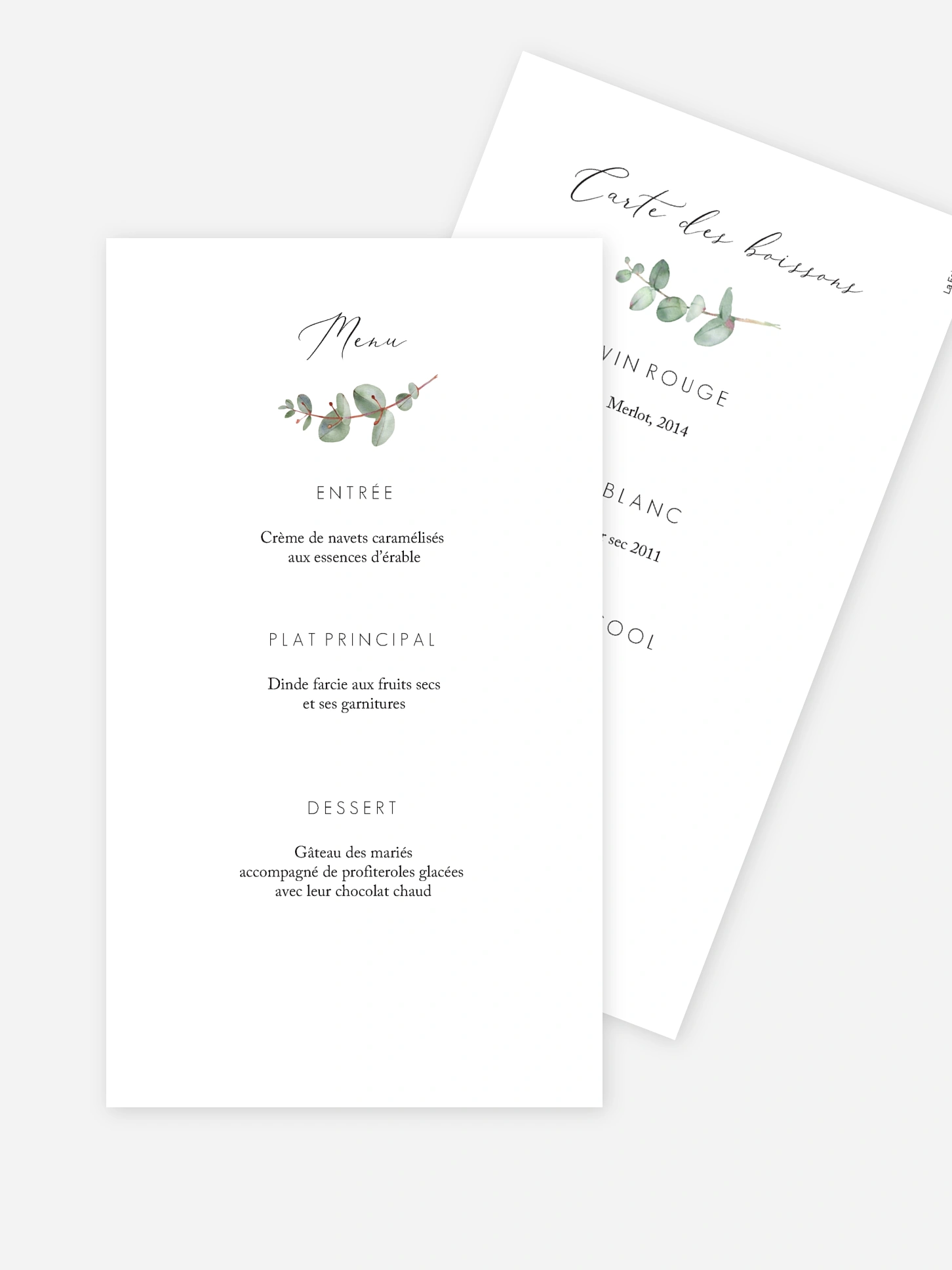 Menu mariage Green Minimal