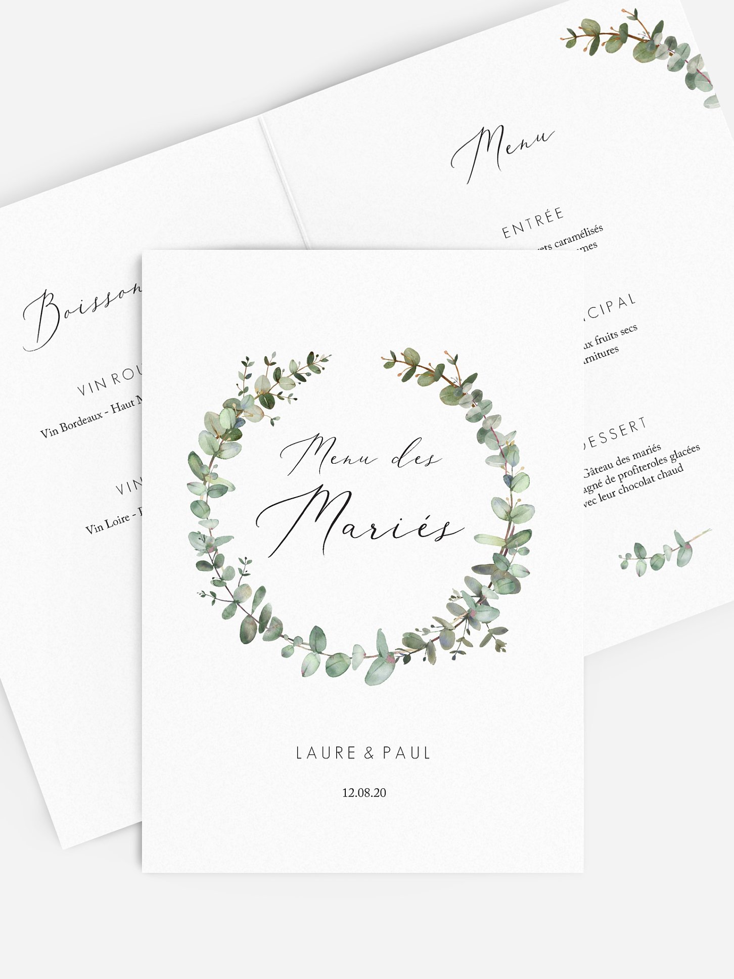 Menu mariage Green Minimal