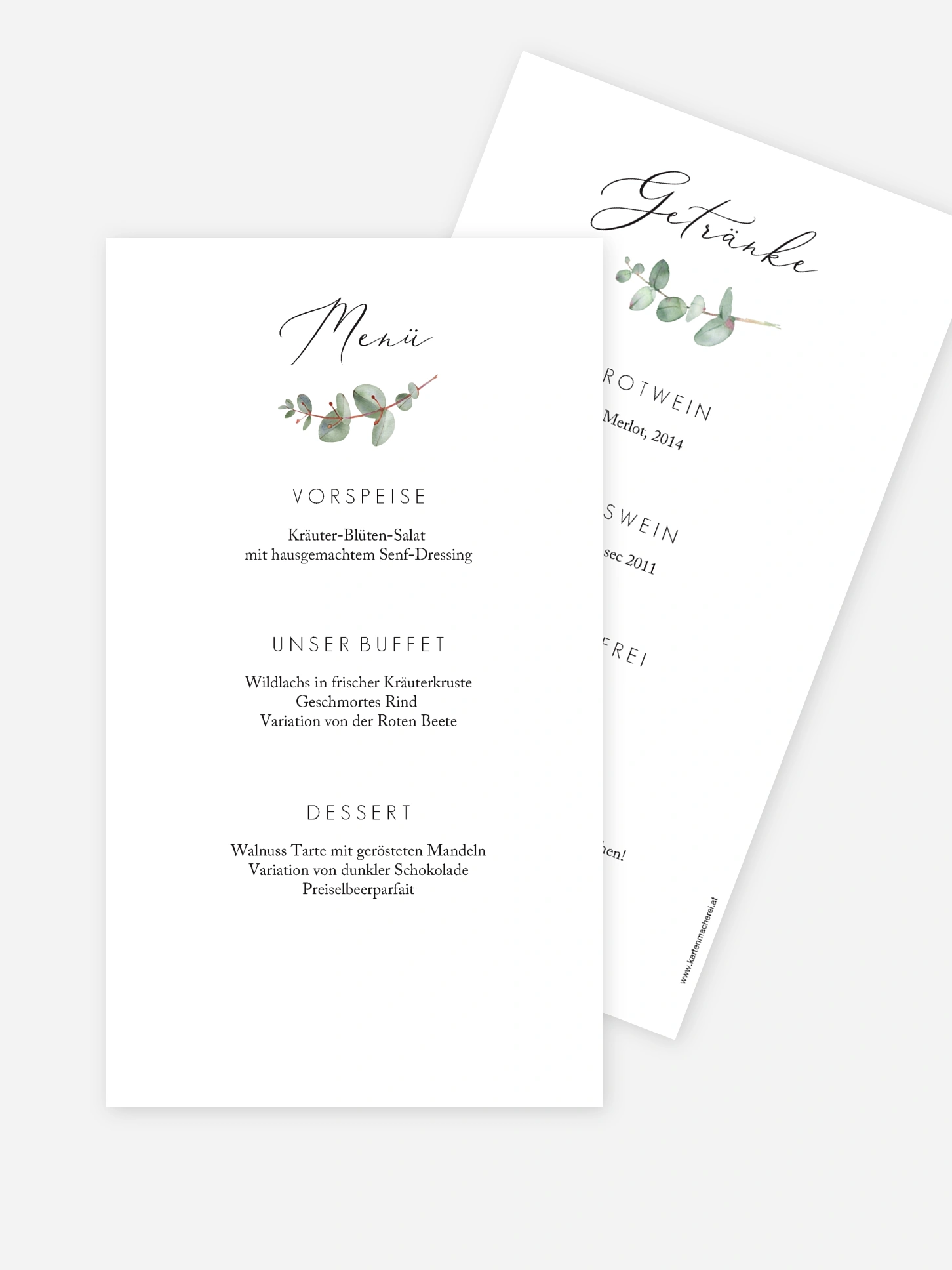 Menükarte Hochzeit Green Minimal