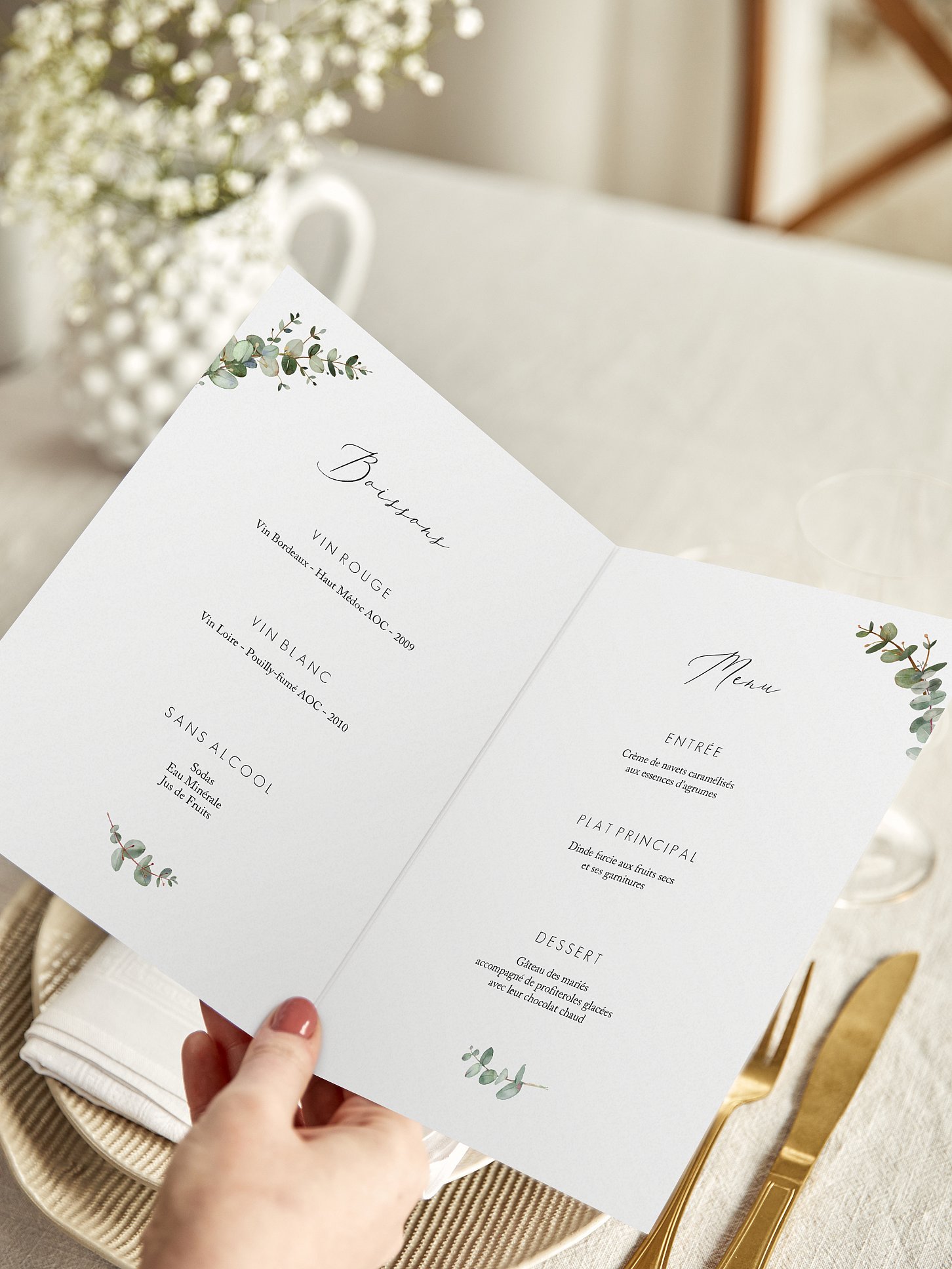 Menu mariage Green Minimal