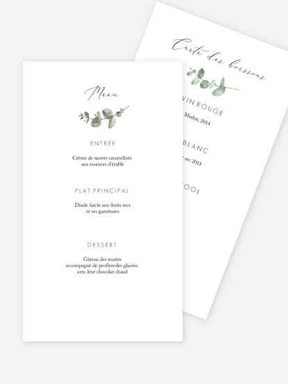 Menu mariage Green Minimal