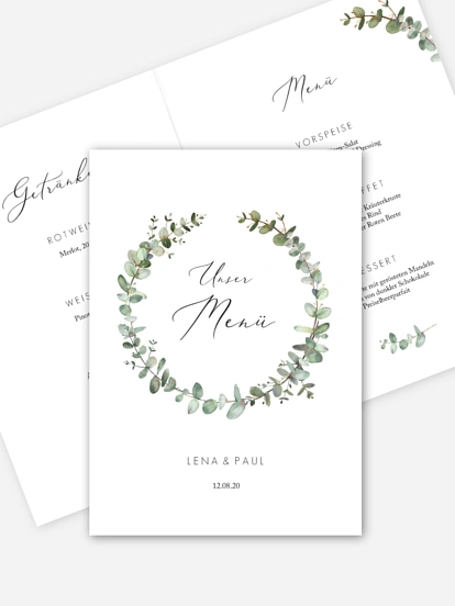 Menükarte Hochzeit Green Minimal