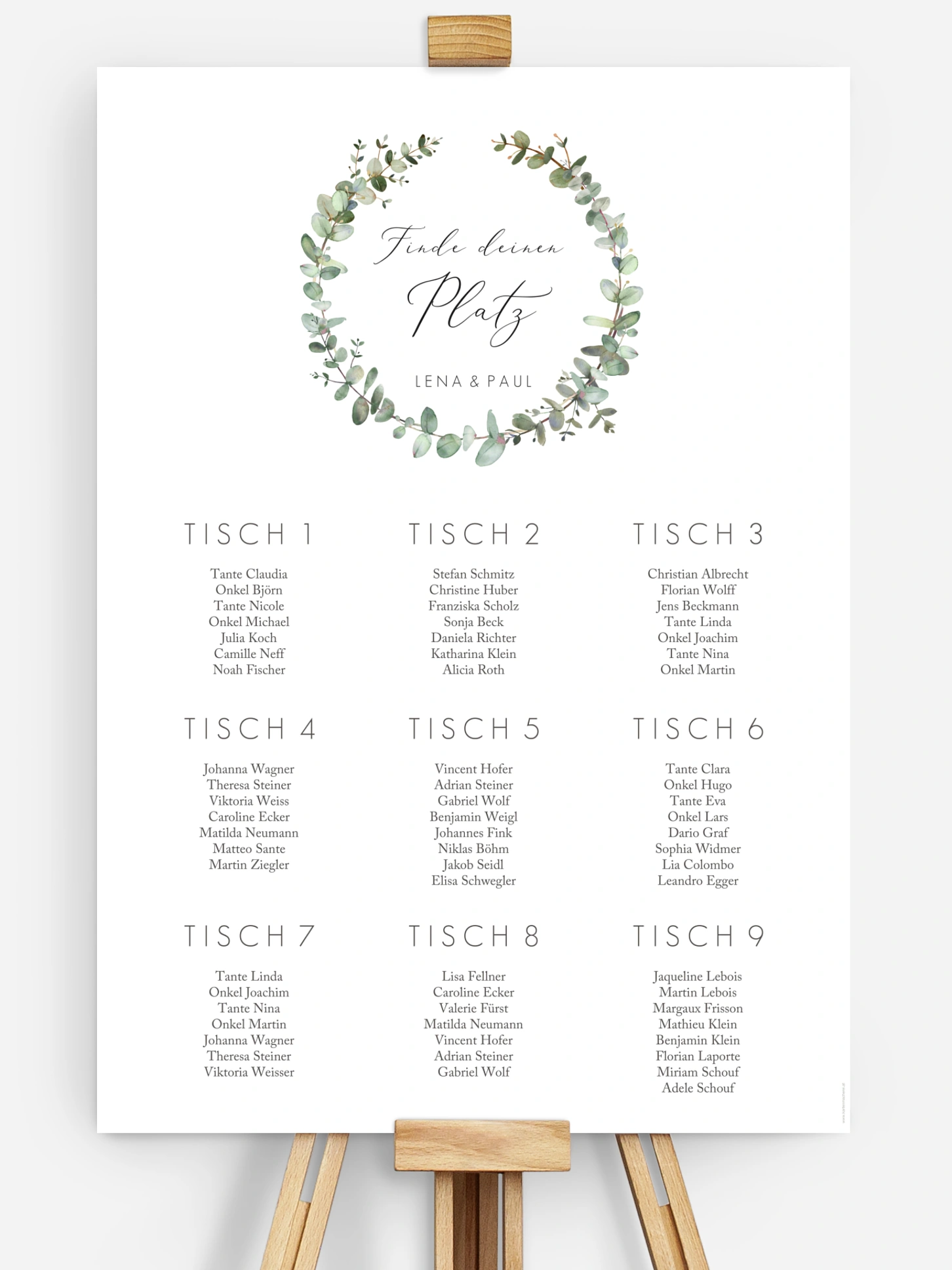 Sitzplan Plakat Green Minimal