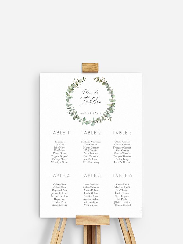 Poster plan de table mariage Green Minimal
