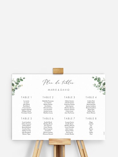 Poster plan de table mariage Green Minimal