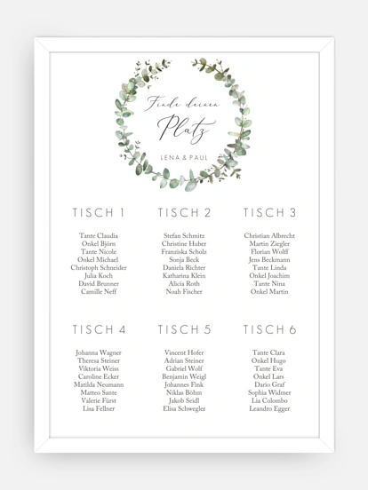 Sitzplan Plakat Green Minimal