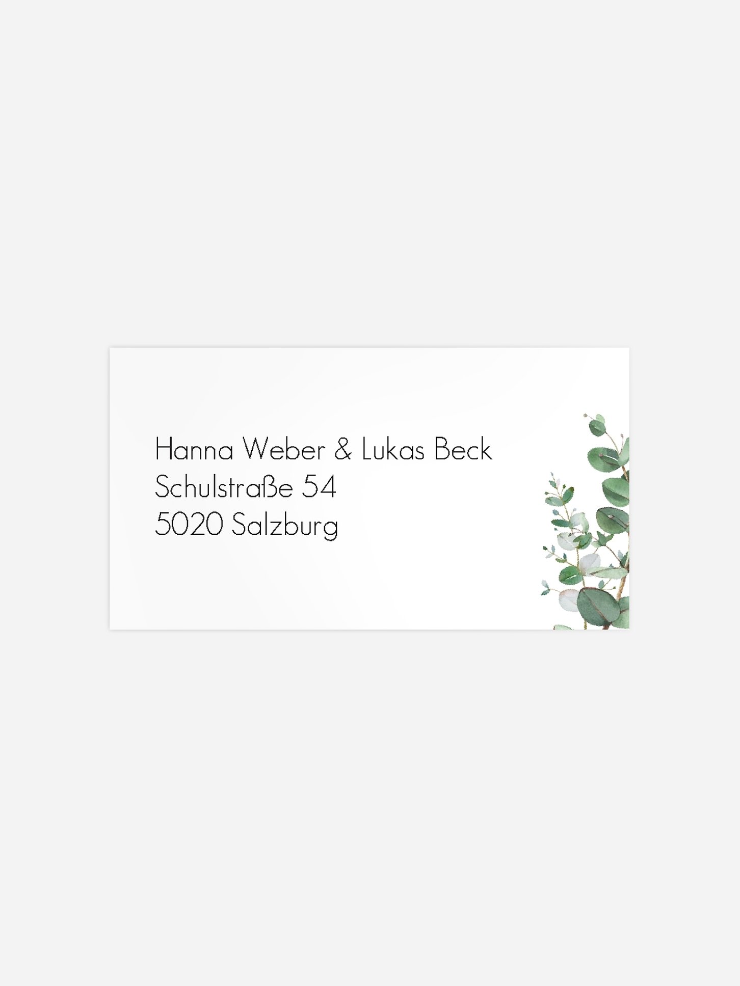 Empfängeraufkleber Hochzeit Green Minimal
