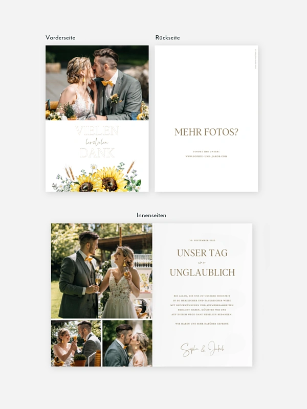 Dankeskarte Hochzeit Sunflower Dream