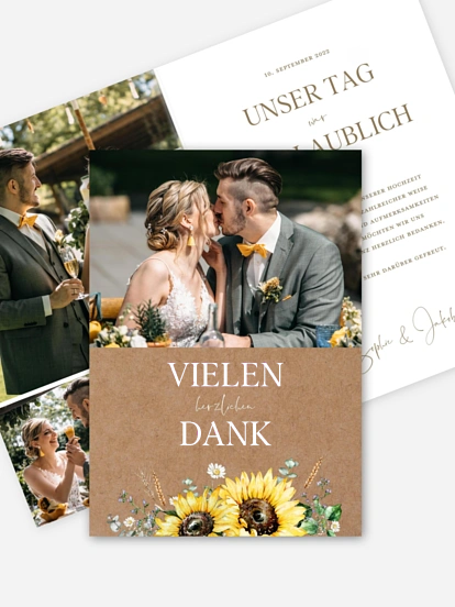Dankeskarte Hochzeit Sunflower Dream