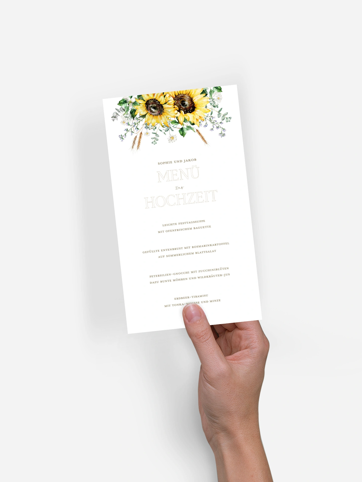 Menükarte Hochzeit Sunflower Dream