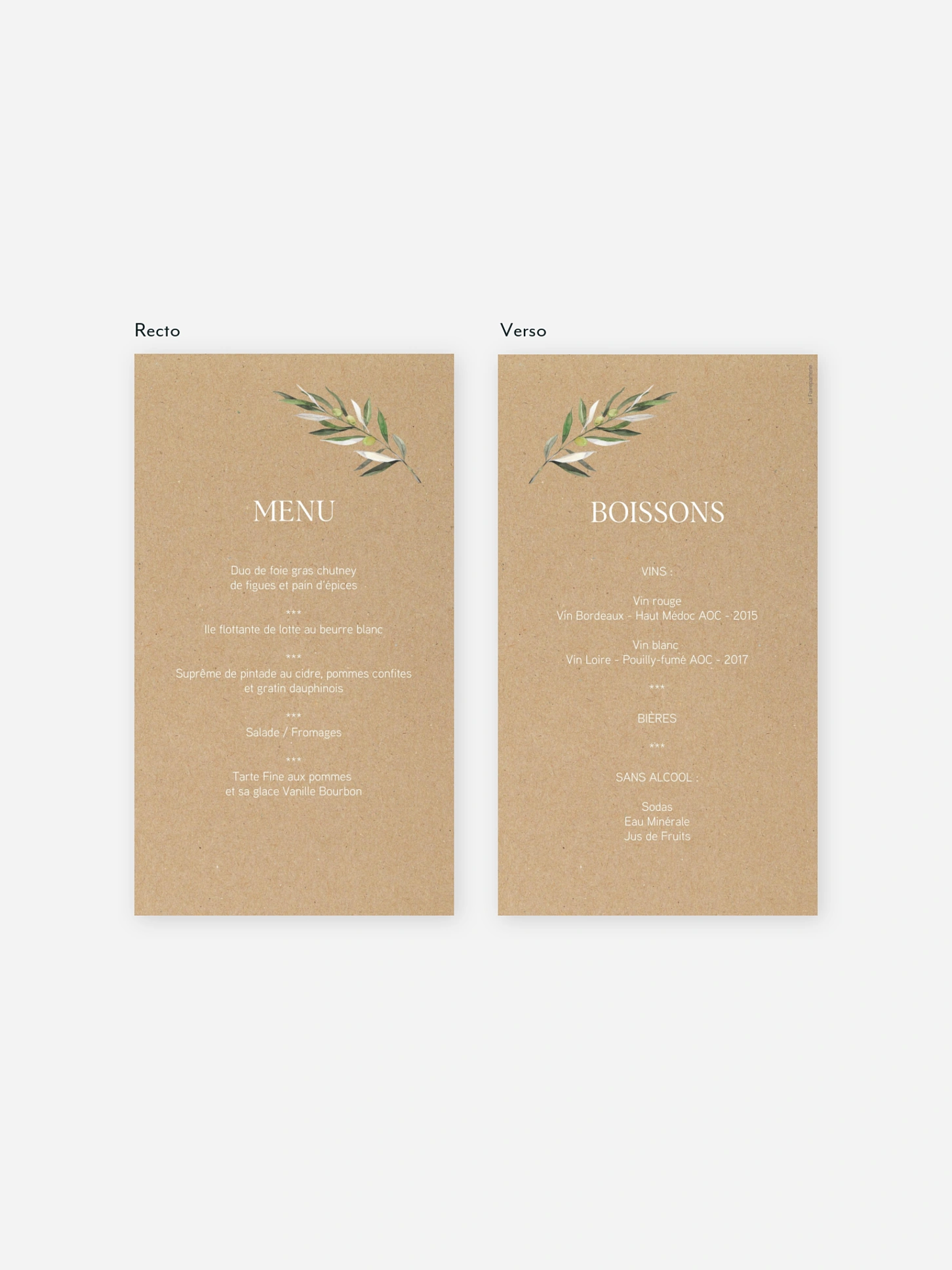 Menu baptême Italia
