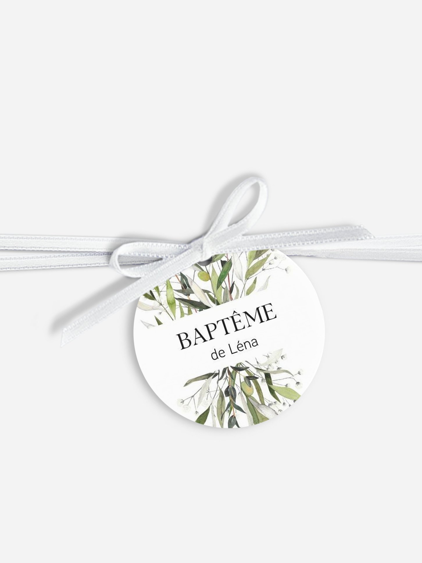 Étiquette avec ruban baptême Italia