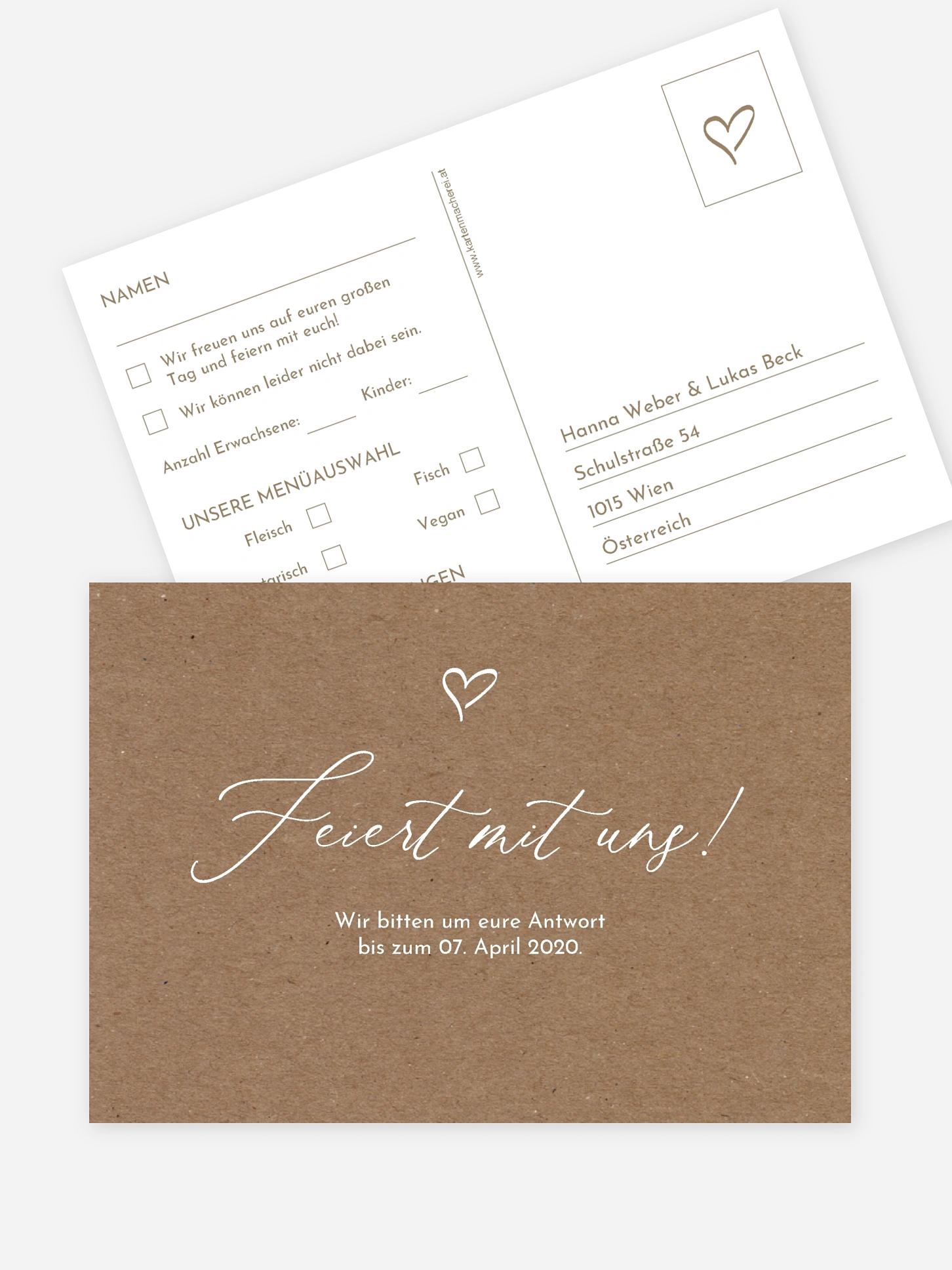 Antwortkarte Hochzeit First Love