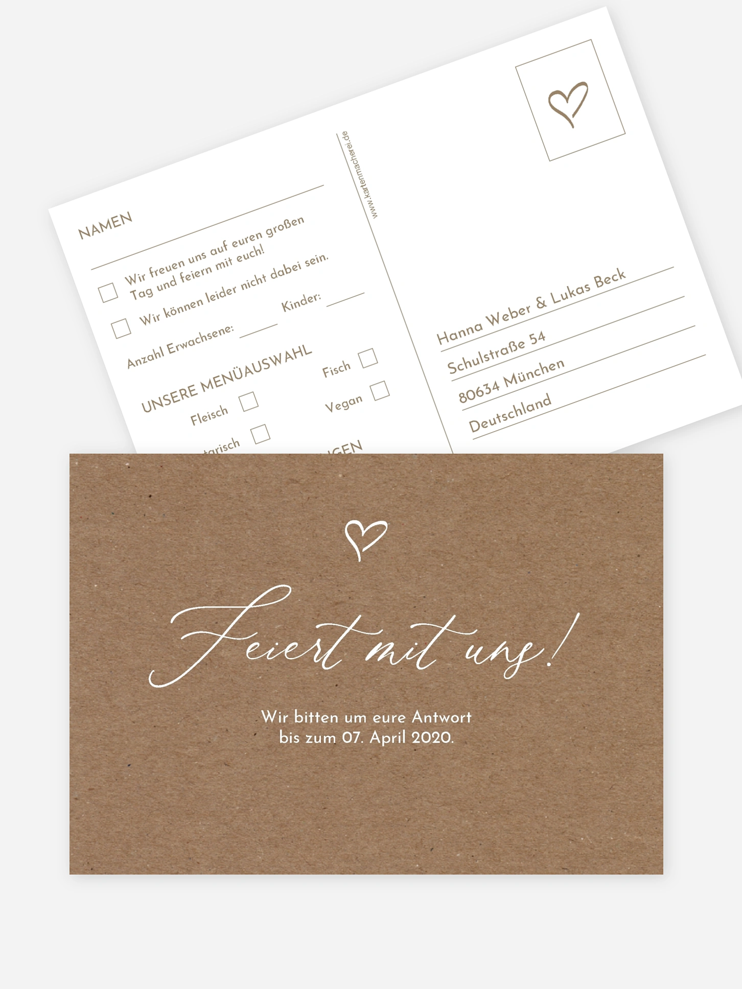 Antwortkarte Hochzeit First Love