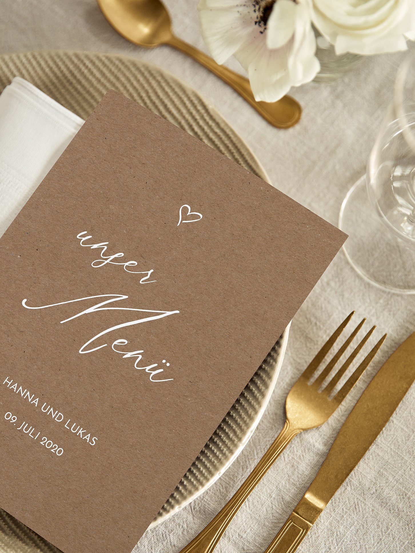 Menükarte Hochzeit First Love