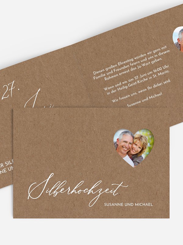 Einladung zur Silberhochzeit First Love (gestanzt)