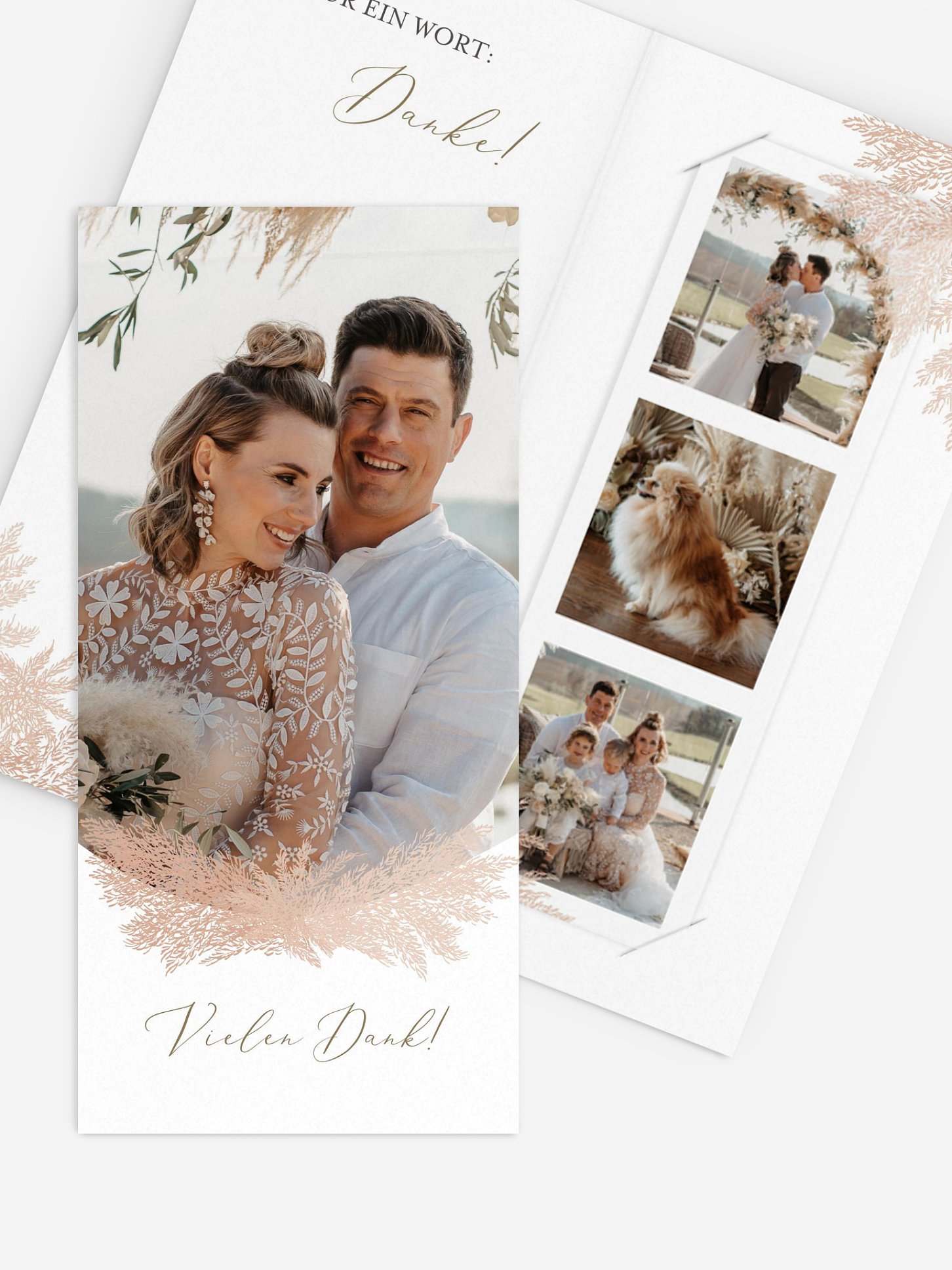 Dankeskarte Hochzeit Blush Pampas