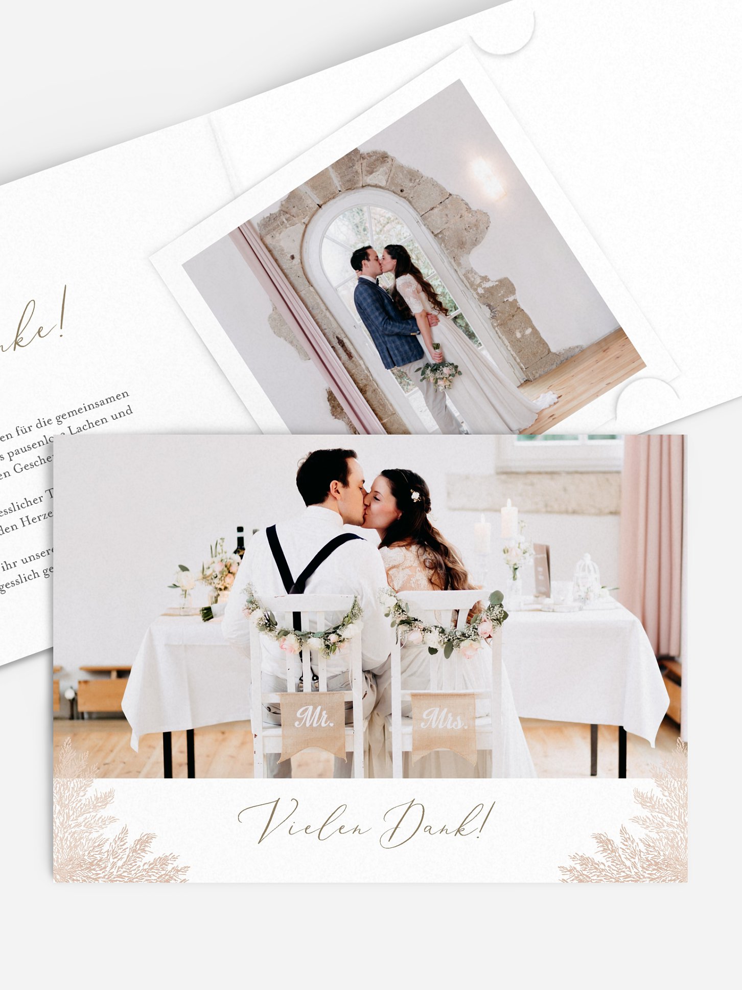 Dankeskarte Hochzeit Blush Pampas