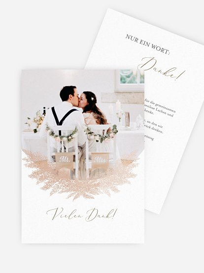 Dankeskarte Hochzeit Blush Pampas