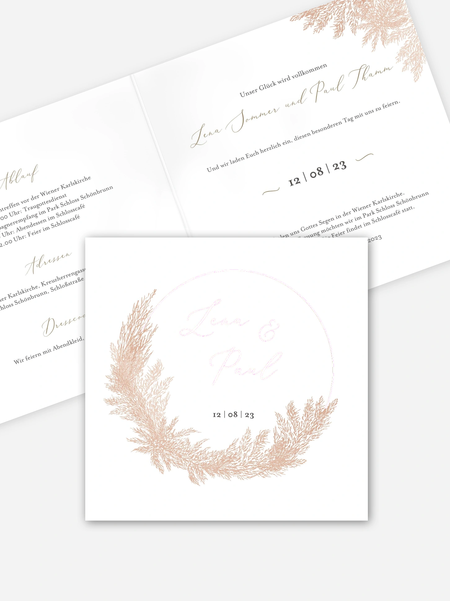 Hochzeitseinladung Blush Pampas