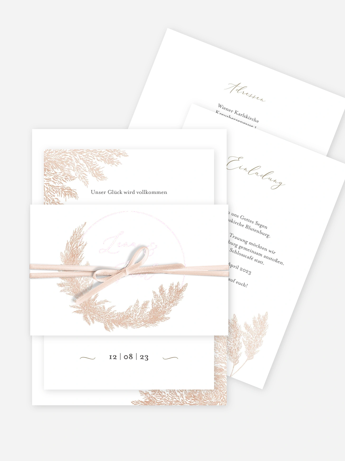 Hochzeitseinladung Blush Pampas