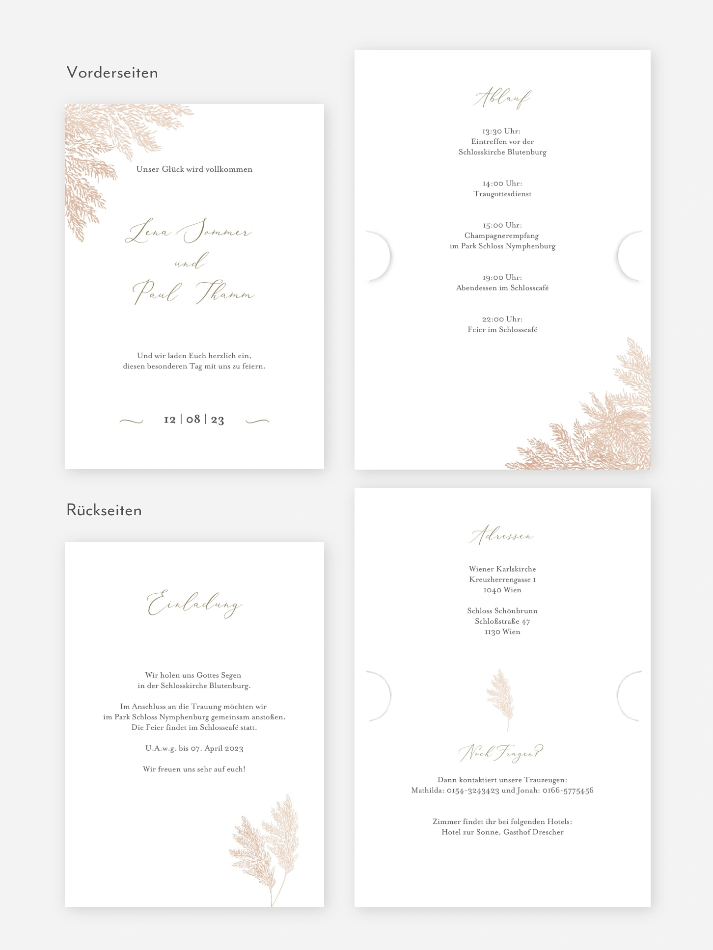 Hochzeitseinladung Blush Pampas