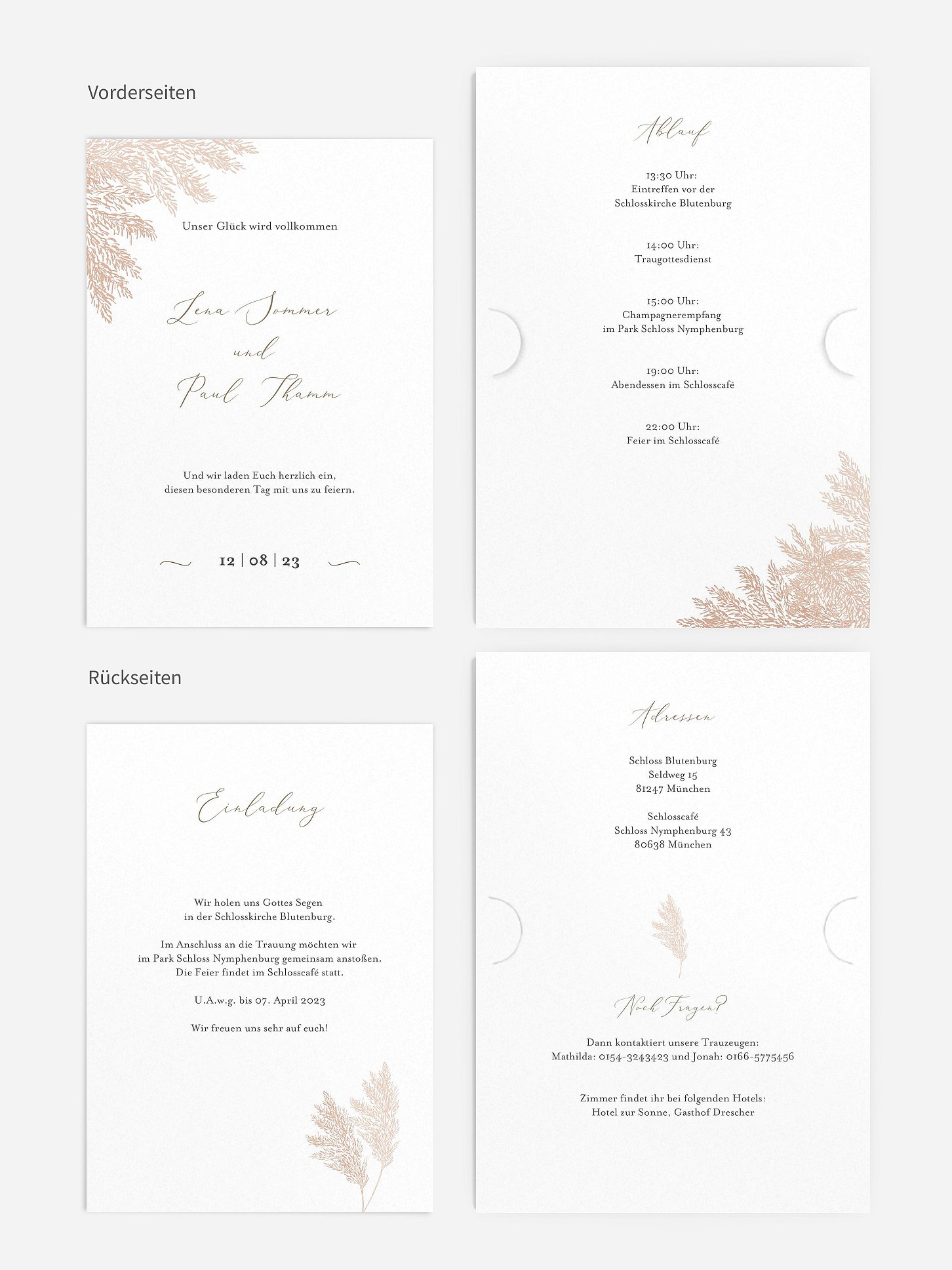 Hochzeitseinladung Blush Pampas