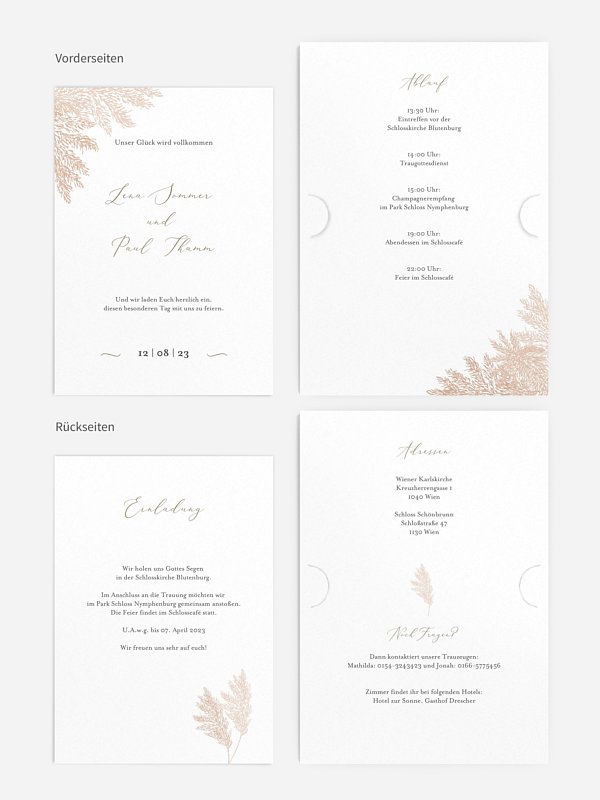 Hochzeitseinladung Blush Pampas