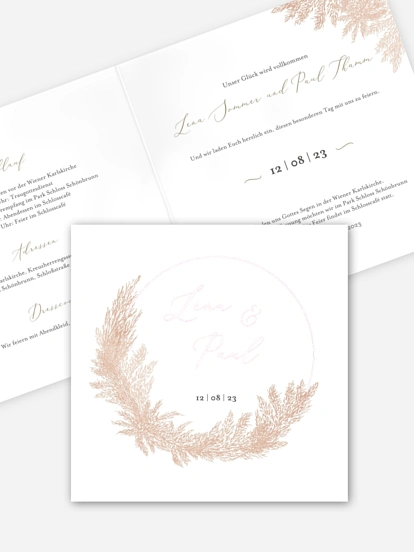 Hochzeitseinladung Blush Pampas