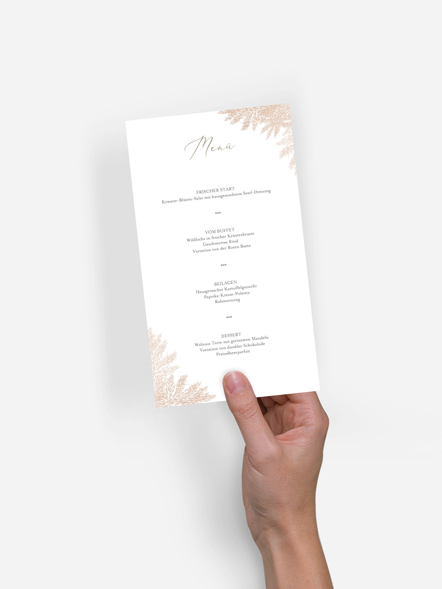 Menükarte Hochzeit Blush Pampas
