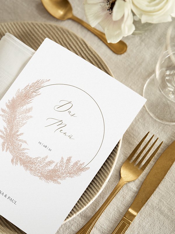 Menükarte Hochzeit Blush Pampas