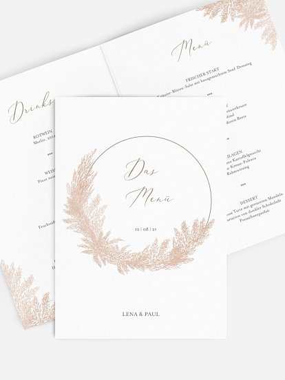 Menükarte Hochzeit Blush Pampas