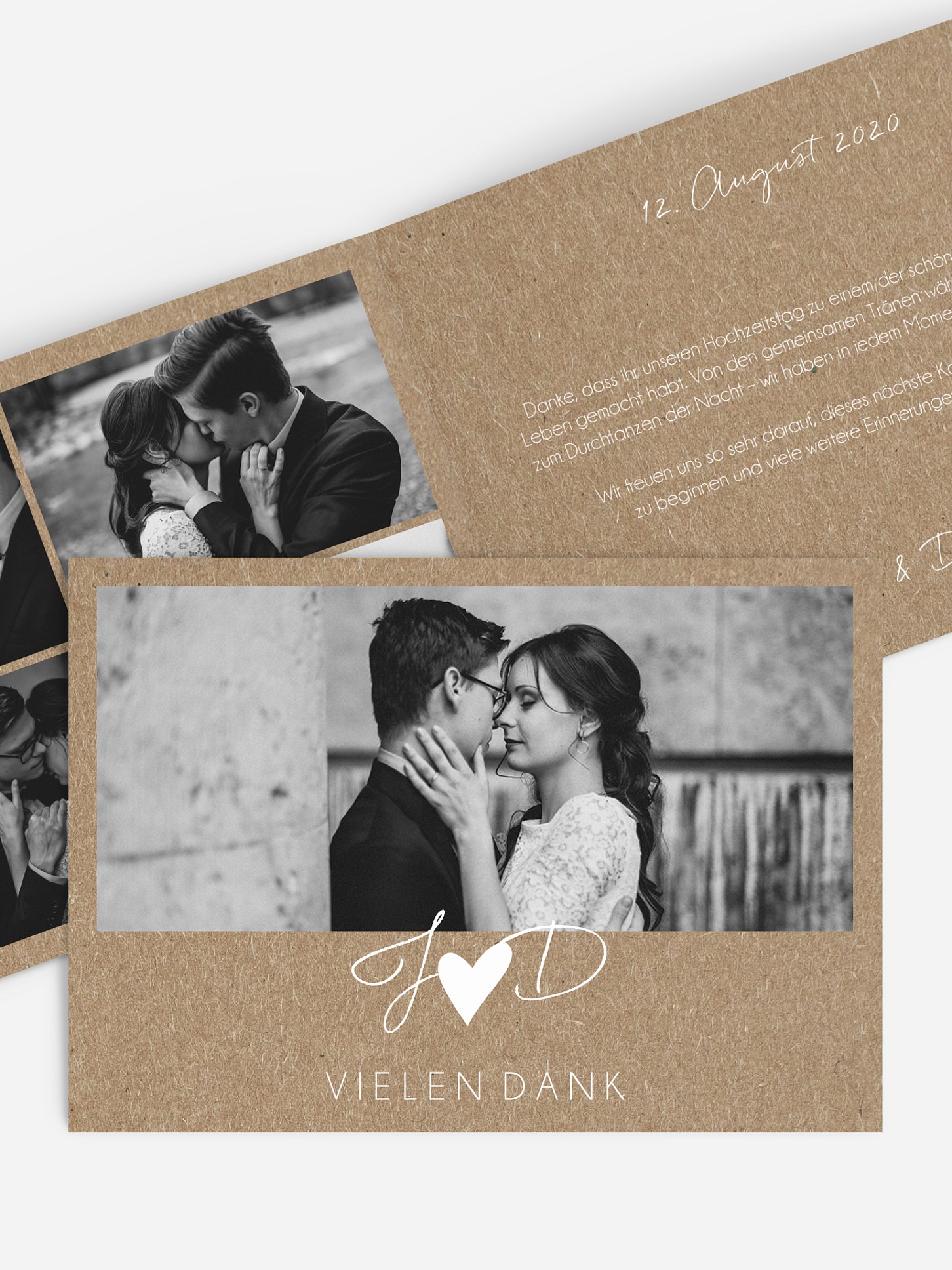 Dankeskarte Hochzeit Liebesglück Kraftpapier