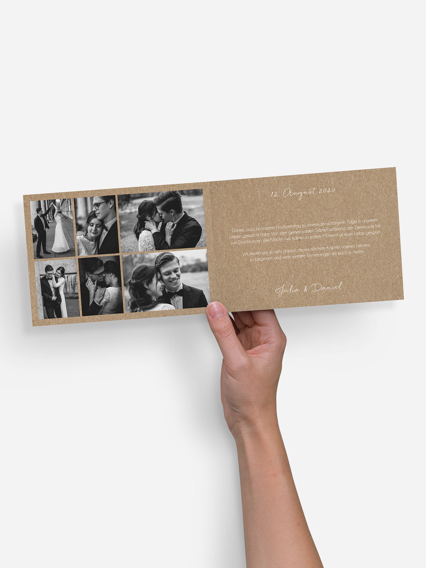 Dankeskarte Hochzeit Liebesglück Kraftpapier