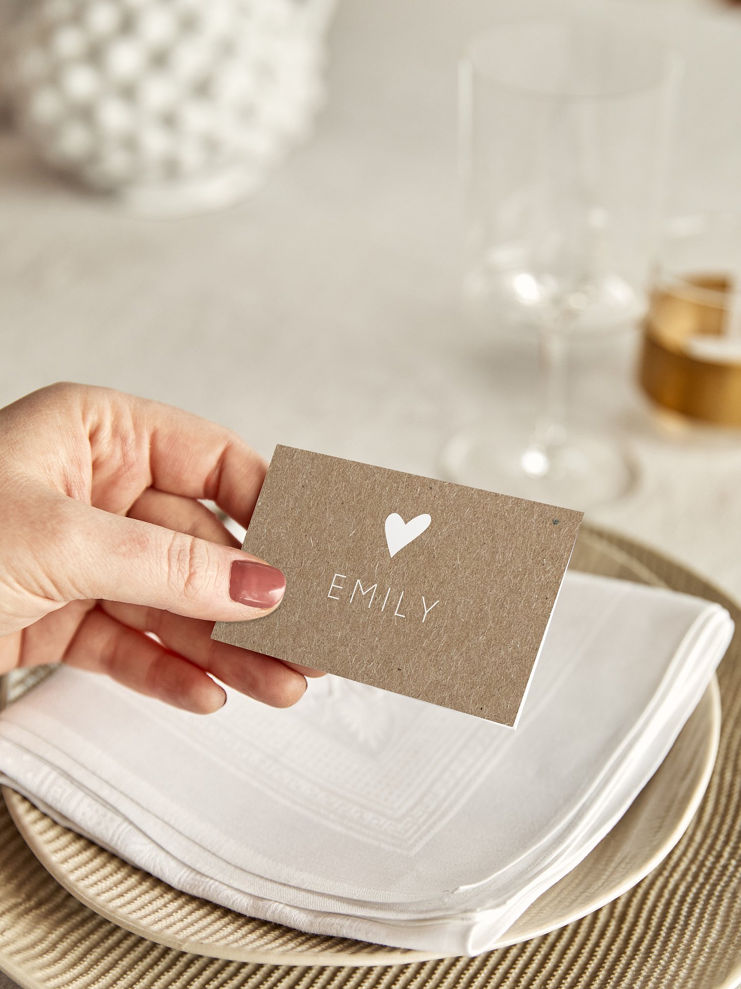 Tischkarte Hochzeit Liebesglück Kraftpapier