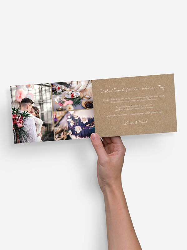 Dankeskarte Hochzeit Herz an Herz Kraftpapier