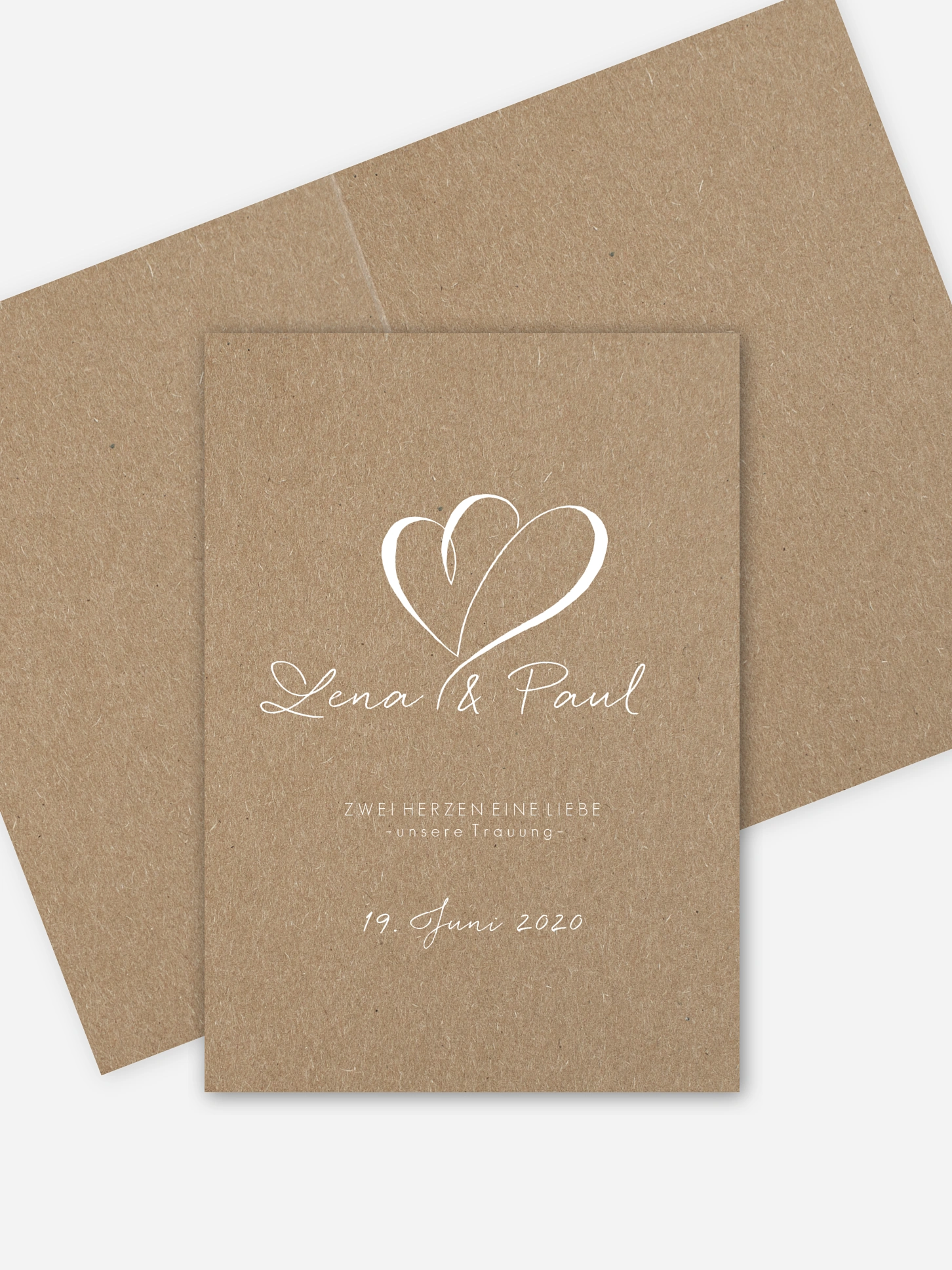 Kirchenheft Hochzeit Herz an Herz Kraftpapier