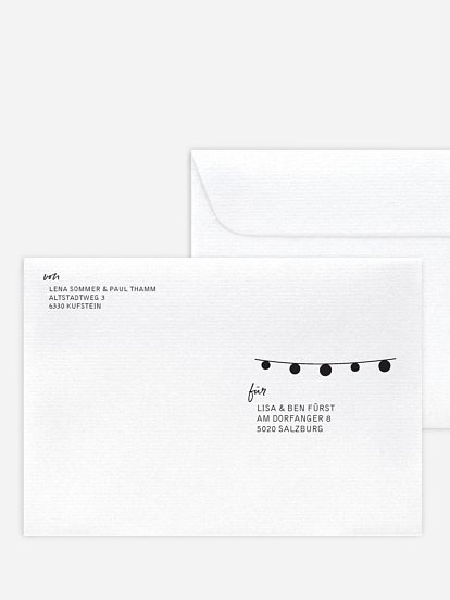 Bedruckter Briefumschlag Hochzeit Lichterzauber Kraftpapier