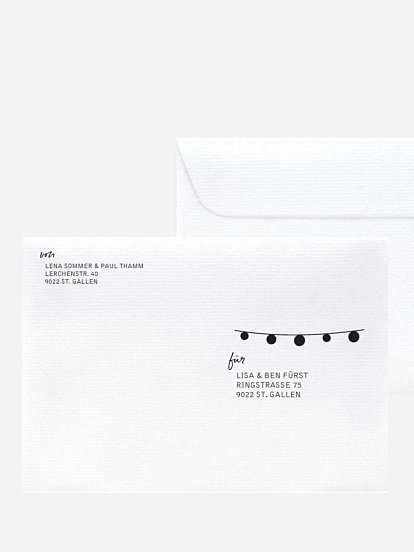 Bedruckter Briefumschlag Hochzeit Lichterzauber Kraftpapier