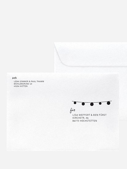 Bedruckter Briefumschlag Hochzeit Lichterzauber Kraftpapier