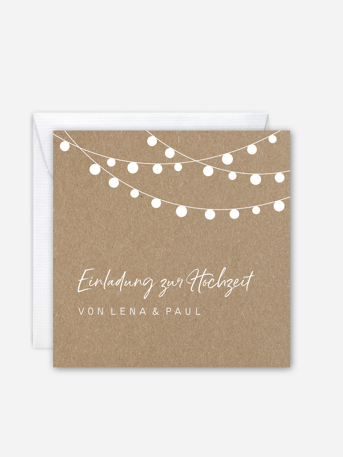 Hochzeitseinladung Lichterzauber Kraftpapier