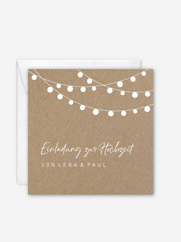 Hochzeitseinladung Lichterzauber Kraftpapier