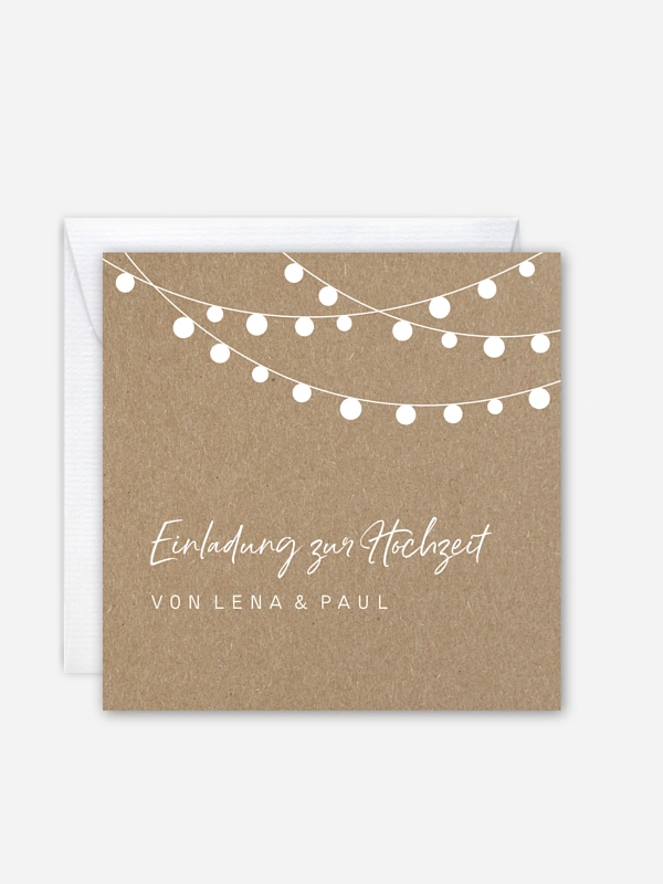 Hochzeitseinladung Lichterzauber Kraftpapier
