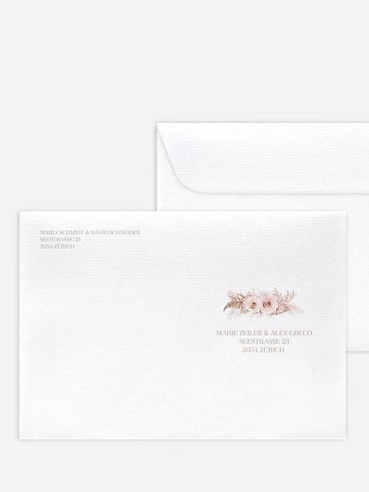 Bedruckter Briefumschlag Hochzeit Blush Bloom