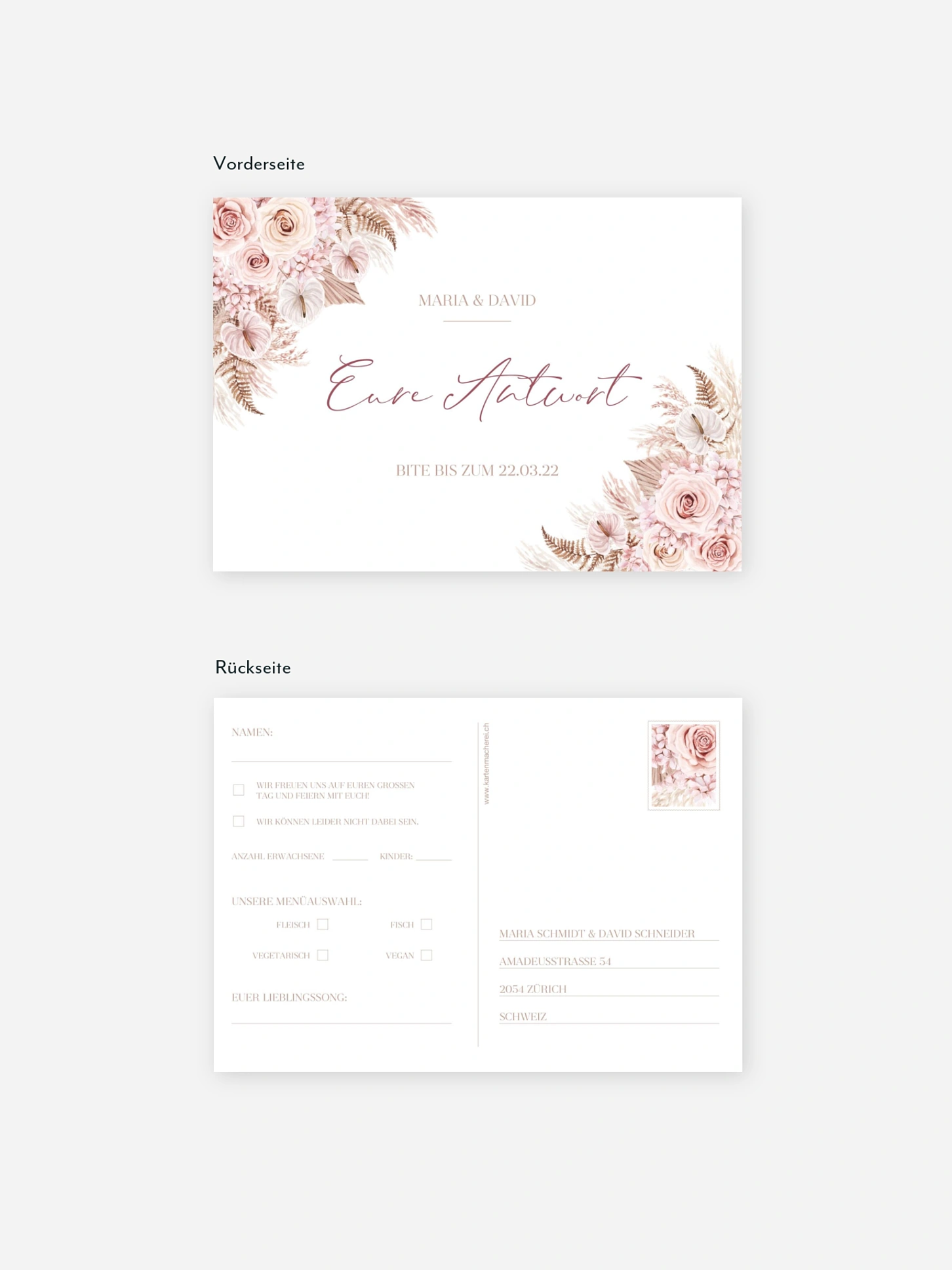 Antwortkarte Hochzeit Blush Bloom