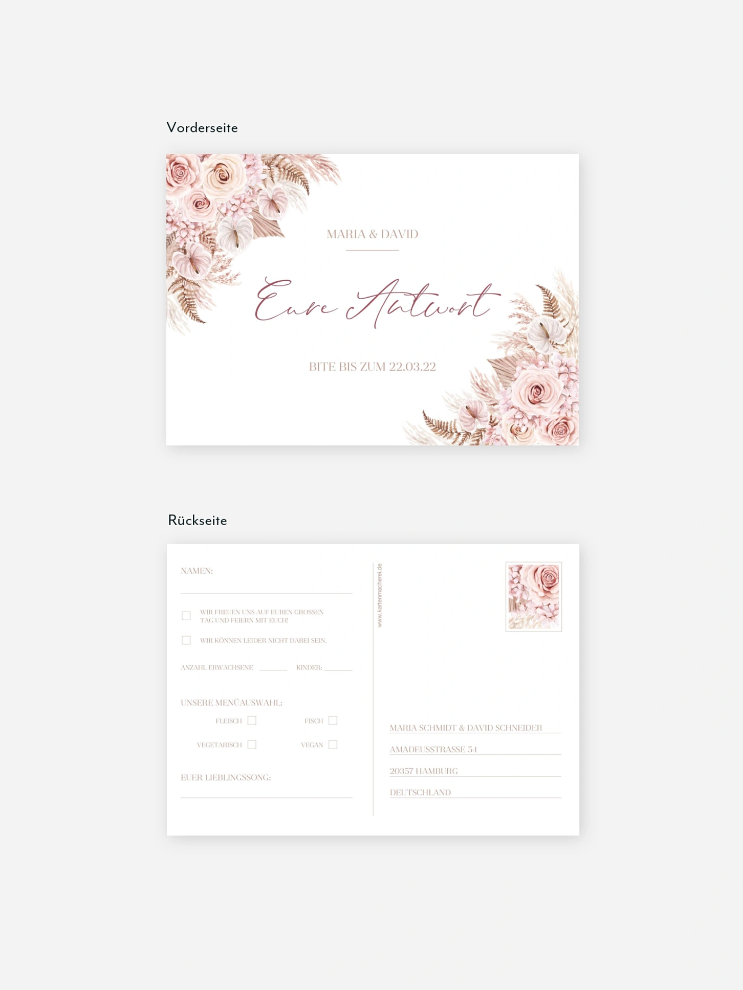 Antwortkarte Hochzeit Blush Bloom